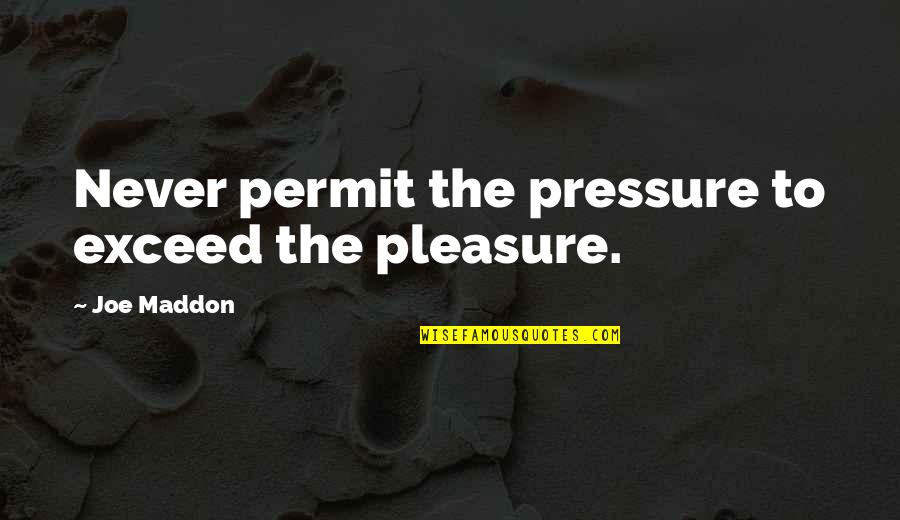 Freedom Of Movement Quotes By Joe Maddon: Never permit the pressure to exceed the pleasure.