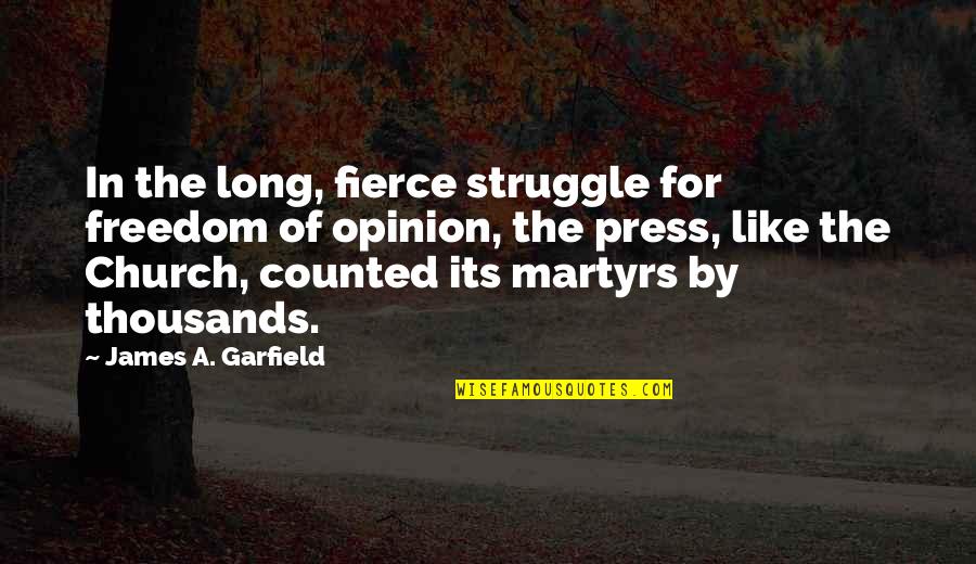 Freedom Of Opinion Quotes By James A. Garfield: In the long, fierce struggle for freedom of