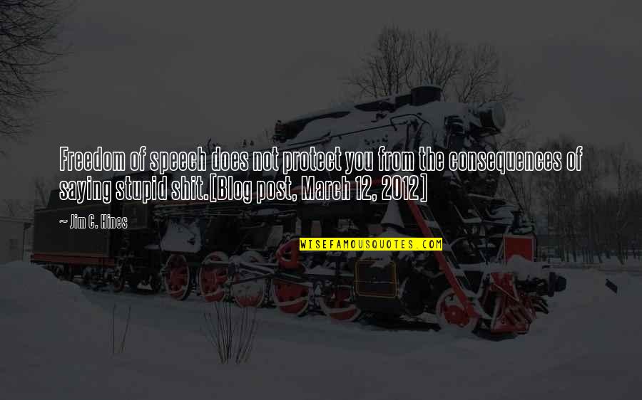 Freedom Of Speech Consequences Quotes By Jim C. Hines: Freedom of speech does not protect you from