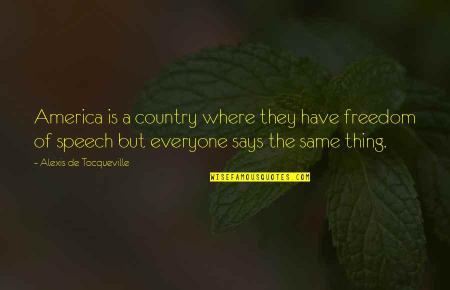 Freedom Of Speech In America Quotes By Alexis De Tocqueville: America is a country where they have freedom