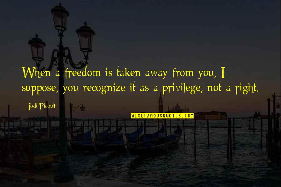 Freedom Taken Away Quotes By Jodi Picoult: When a freedom is taken away from you,