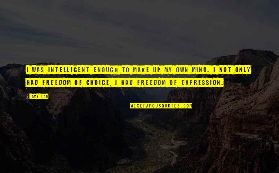 Freedom To Expression Quotes By Amy Tan: I was intelligent enough to make up my