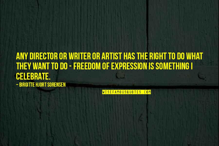 Freedom To Expression Quotes By Birgitte Hjort Sorensen: Any director or writer or artist has the