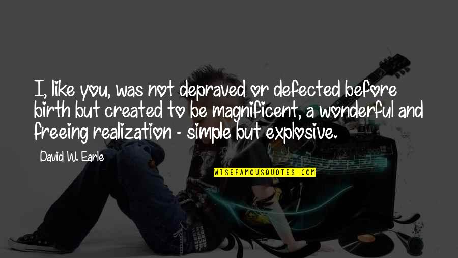 Freeing Quotes By David W. Earle: I, like you, was not depraved or defected