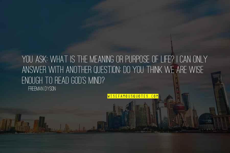 Freeman Dyson Quotes By Freeman Dyson: You ask: what is the meaning or purpose