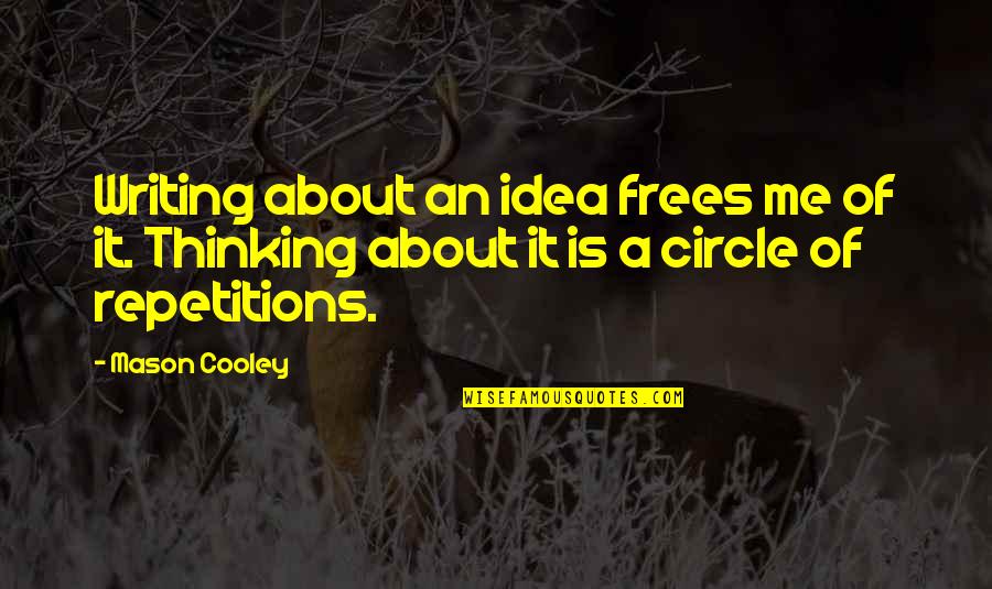 Frees Quotes By Mason Cooley: Writing about an idea frees me of it.