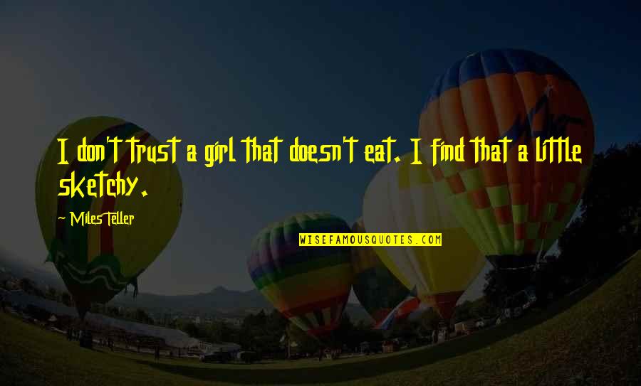 Freetly Electric Quotes By Miles Teller: I don't trust a girl that doesn't eat.