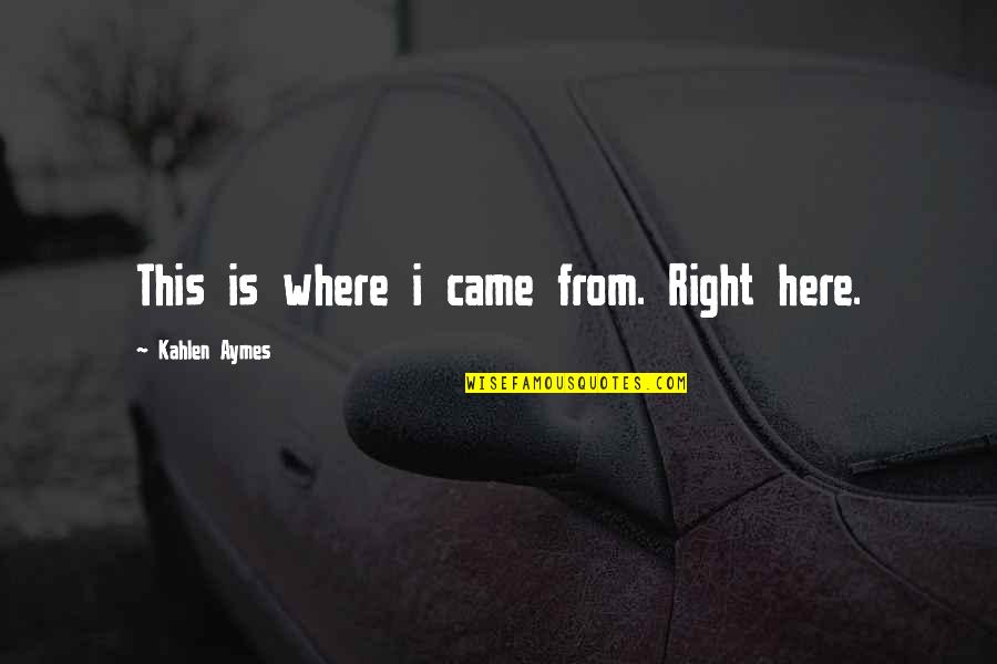 Freewheelin Bikes Quotes By Kahlen Aymes: This is where i came from. Right here.
