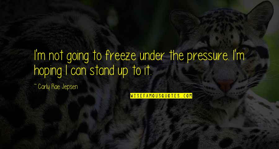 Freeze Quotes By Carly Rae Jepsen: I'm not going to freeze under the pressure.