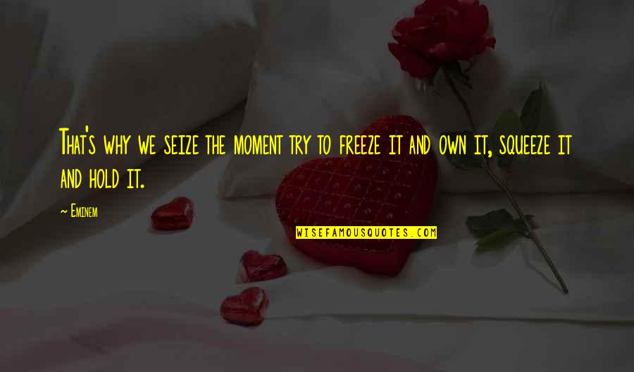 Freeze Quotes By Eminem: That's why we seize the moment try to