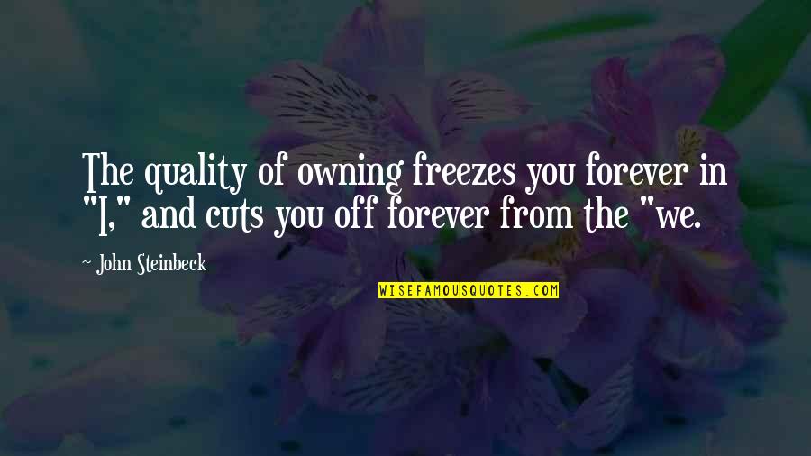 Freezes Up Quotes By John Steinbeck: The quality of owning freezes you forever in Freezes Up Quotes By John Steinbeck: The quality of owning freezes you forever in