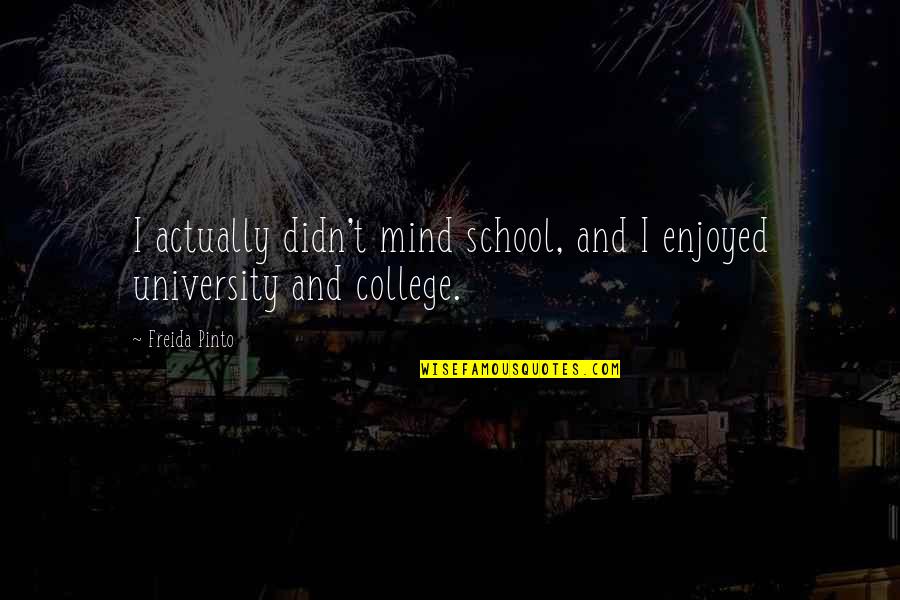 Freida Quotes By Freida Pinto: I actually didn't mind school, and I enjoyed