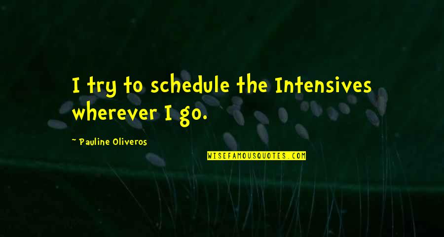 Frenare In English Quotes By Pauline Oliveros: I try to schedule the Intensives wherever I