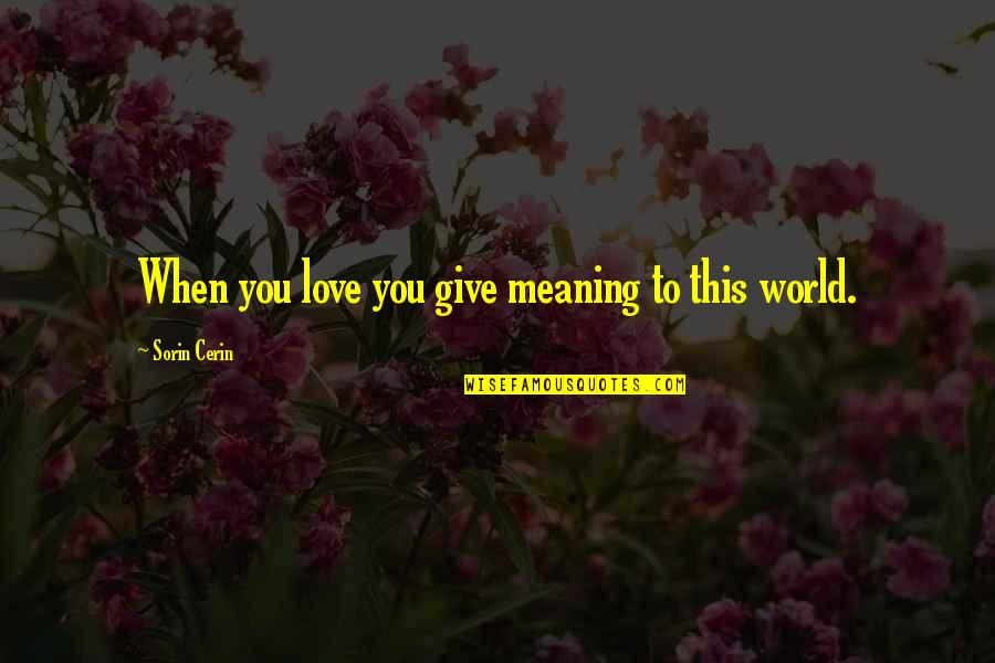 French Connection 2 Quotes By Sorin Cerin: When you love you give meaning to this