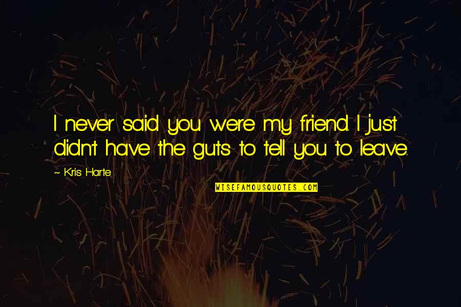 French Countryside Quotes By Kris Harte: I never said you were my friend. I