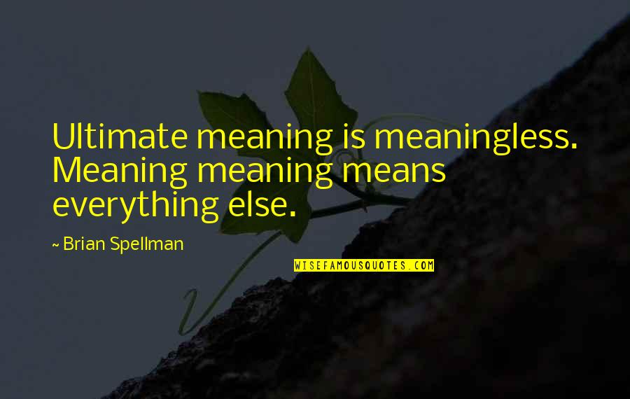 French Flirting Quotes By Brian Spellman: Ultimate meaning is meaningless. Meaning meaning means everything