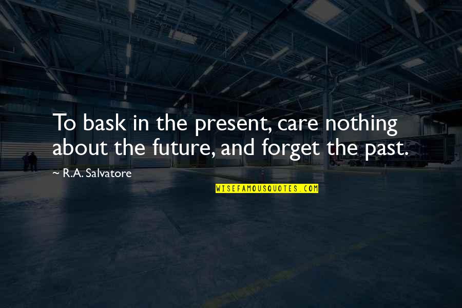 French Montana Inspirational Quotes By R.A. Salvatore: To bask in the present, care nothing about