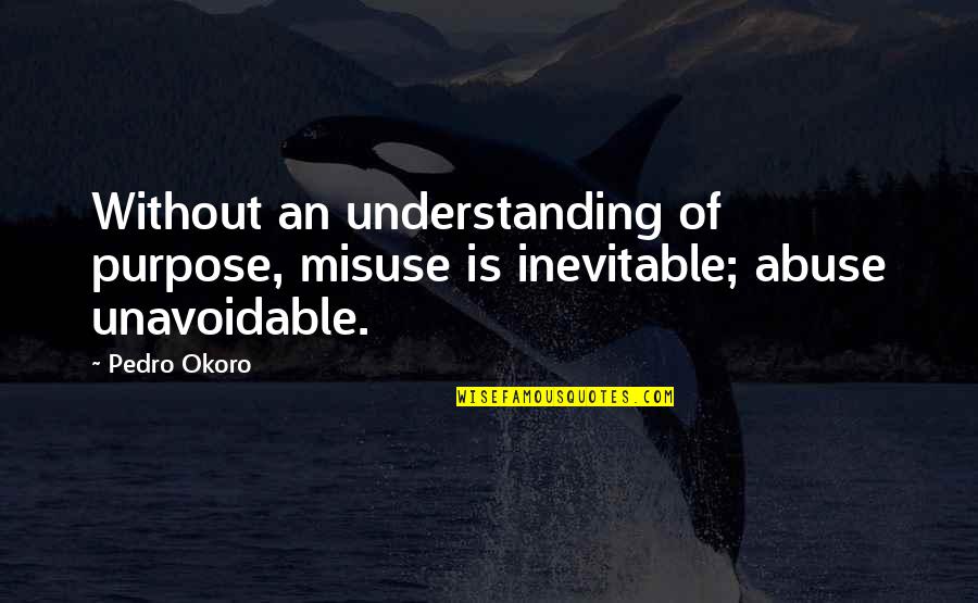 Frend Quotes By Pedro Okoro: Without an understanding of purpose, misuse is inevitable;