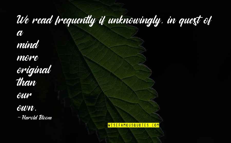 Frendel Llp Quotes By Harold Bloom: We read frequently if unknowingly, in quest of