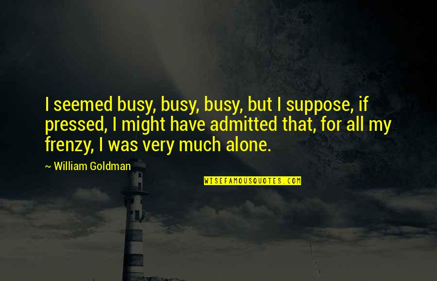 Frenzy Quotes By William Goldman: I seemed busy, busy, busy, but I suppose,