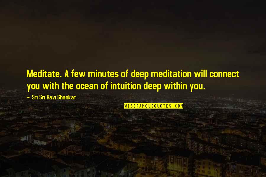 Fresas Salvajes Quotes By Sri Sri Ravi Shankar: Meditate. A few minutes of deep meditation will Fresas Salvajes Quotes By Sri Sri Ravi Shankar: Meditate. A few minutes of deep meditation will