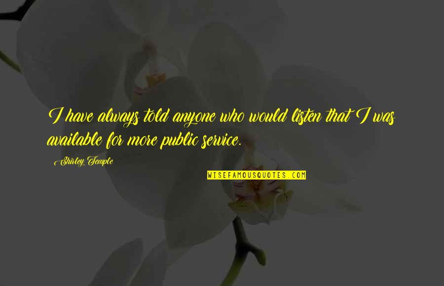 Frescobaldi Alie Quotes By Shirley Temple: I have always told anyone who would listen Frescobaldi Alie Quotes By Shirley Temple: I have always told anyone who would listen