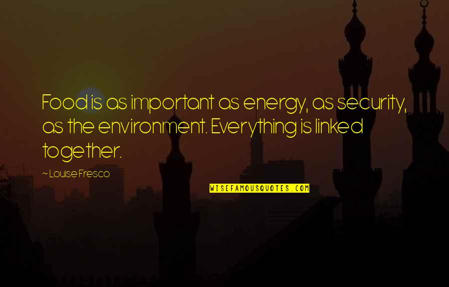 Fresco's Quotes By Louise Fresco: Food is as important as energy, as security, Fresco's Quotes By Louise Fresco: Food is as important as energy, as security,