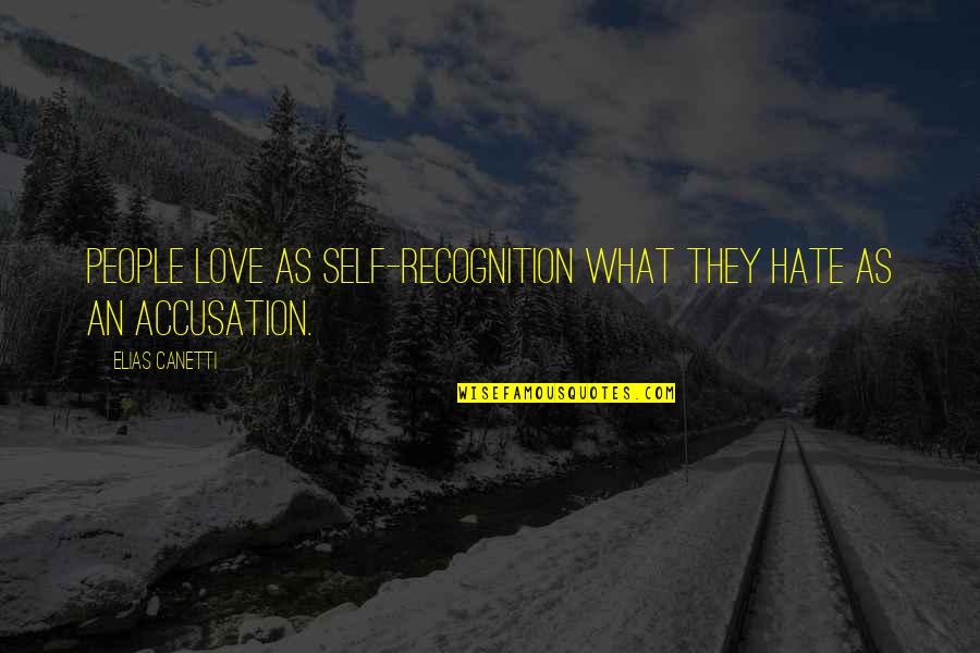 Fresh Air Funny Quotes By Elias Canetti: People love as self-recognition what they hate as