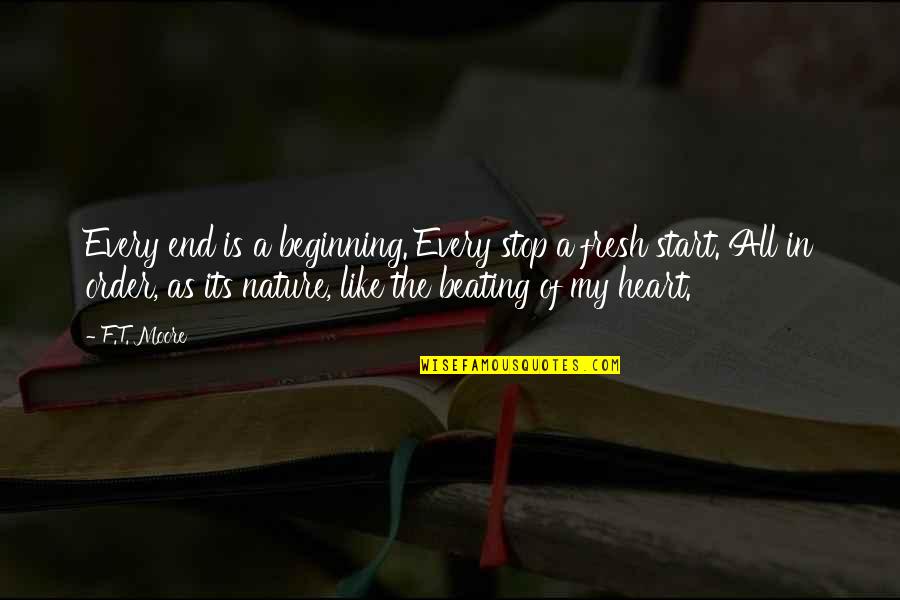 Fresh As Quotes By F.T. Moore: Every end is a beginning. Every stop a Fresh As Quotes By F.T. Moore: Every end is a beginning. Every stop a
