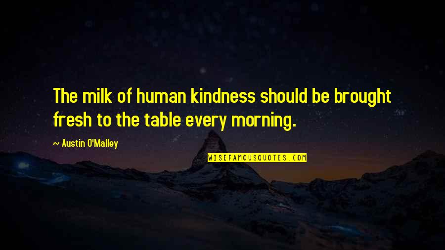 Fresh Morning Quotes By Austin O'Malley: The milk of human kindness should be brought