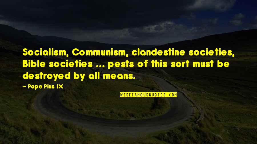 Freshman Year Short Quotes By Pope Pius IX: Socialism, Communism, clandestine societies, Bible societies ... pests Freshman Year Short Quotes By Pope Pius IX: Socialism, Communism, clandestine societies, Bible societies ... pests