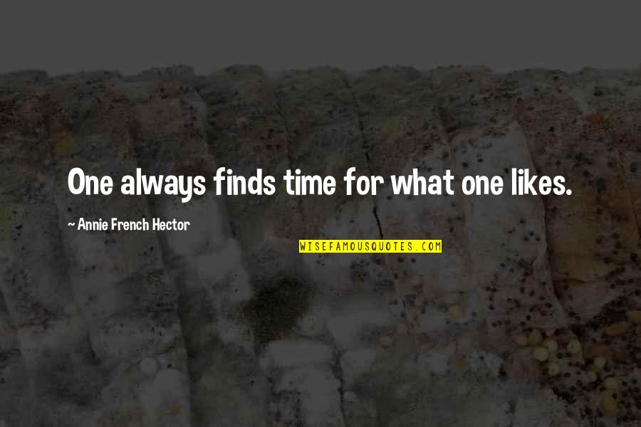 Freshness Guaranteed Quotes By Annie French Hector: One always finds time for what one likes. Freshness Guaranteed Quotes By Annie French Hector: One always finds time for what one likes.