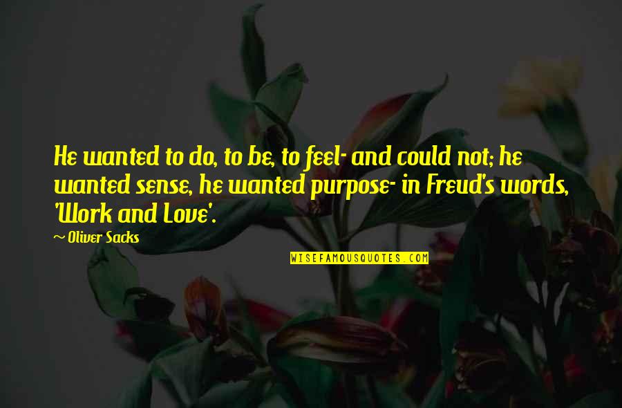 Freud Psychology Quotes By Oliver Sacks: He wanted to do, to be, to feel-