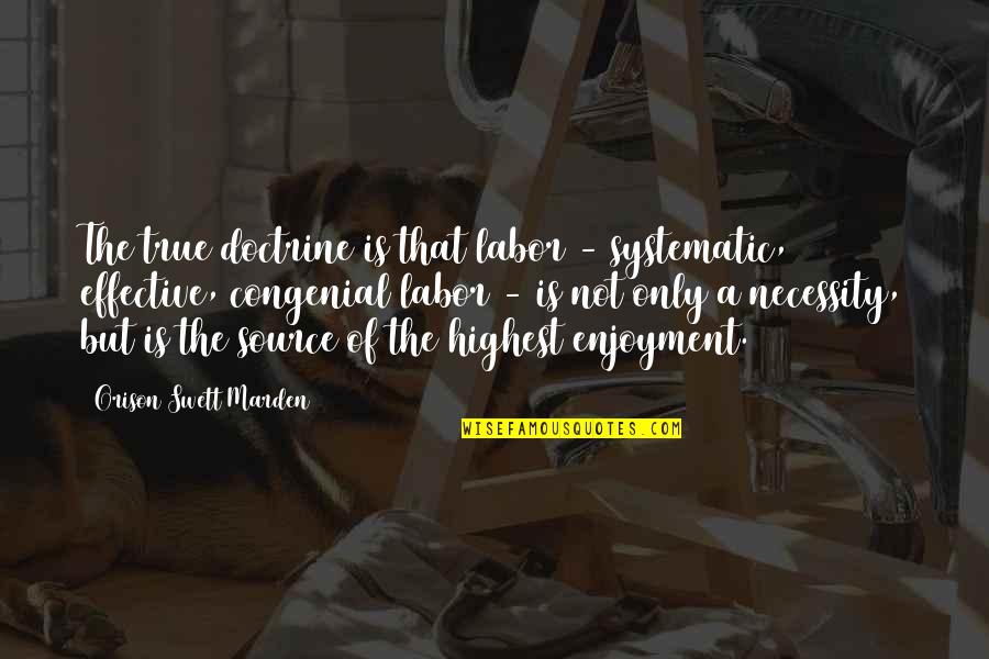 Freyas Tears Quotes By Orison Swett Marden: The true doctrine is that labor - systematic,