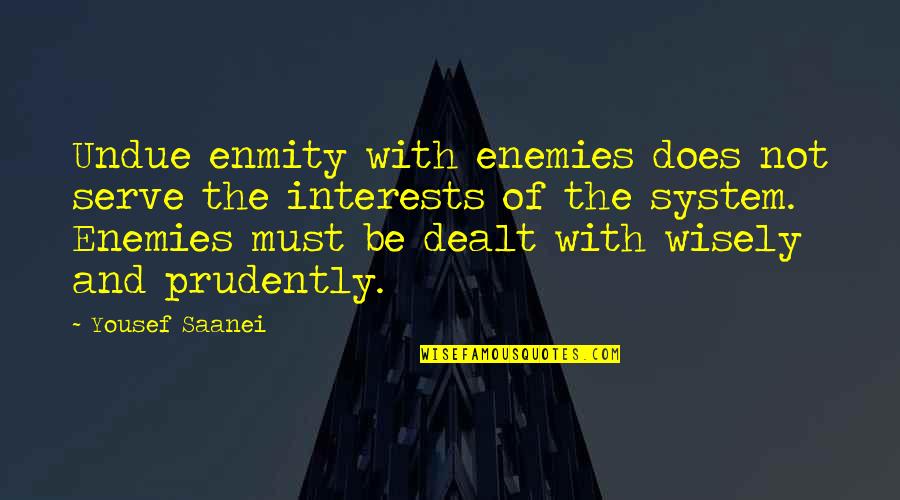 Frictionless World Quotes By Yousef Saanei: Undue enmity with enemies does not serve the