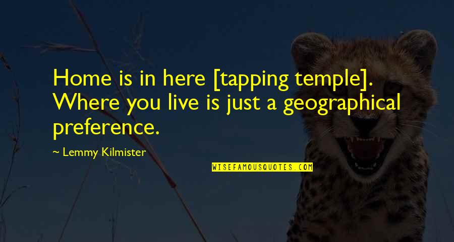 Friday Morning Quotes By Lemmy Kilmister: Home is in here [tapping temple]. Where you