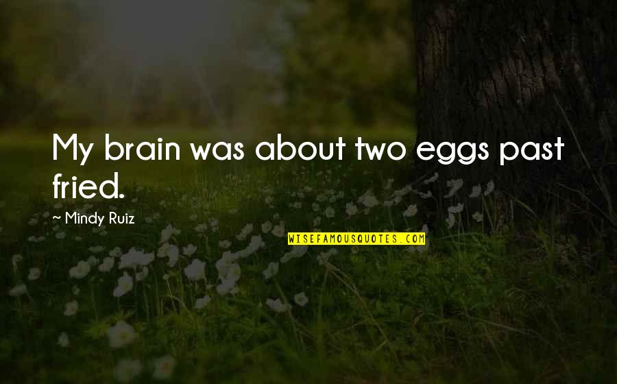 Fried Eggs Quotes By Mindy Ruiz: My brain was about two eggs past fried.