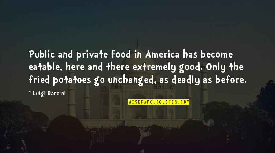 Fried Potatoes Quotes By Luigi Barzini: Public and private food in America has become