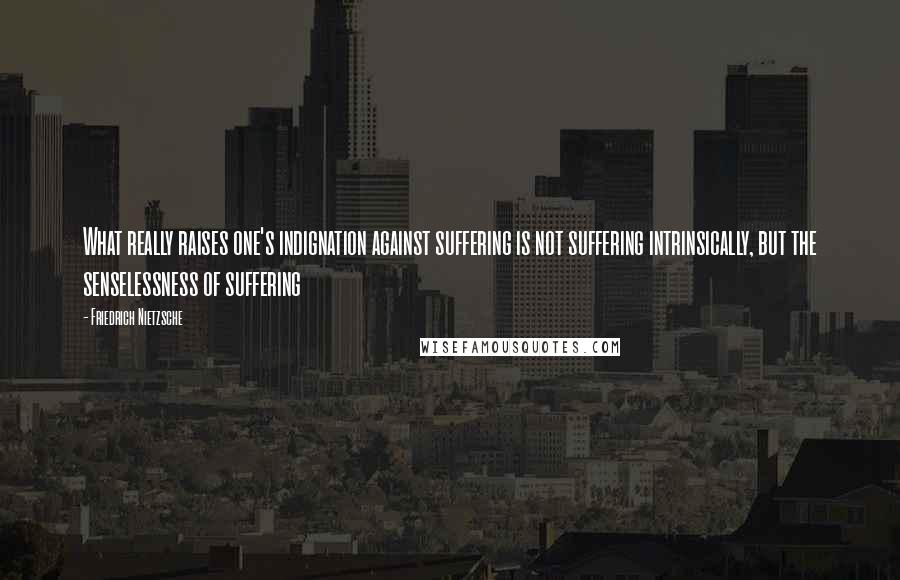 Friedrich Nietzsche quotes: What really raises one's indignation against suffering is not suffering intrinsically, but the senselessness of suffering