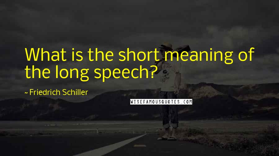 Friedrich Schiller quotes: What is the short meaning of the long speech?