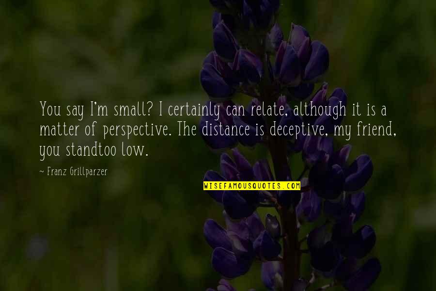 Friend And Distance Quotes By Franz Grillparzer: You say I'm small? I certainly can relate,