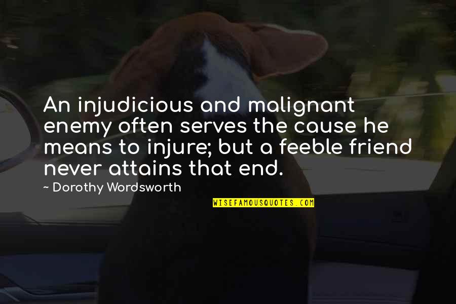 Friend And Enemy Quotes By Dorothy Wordsworth: An injudicious and malignant enemy often serves the