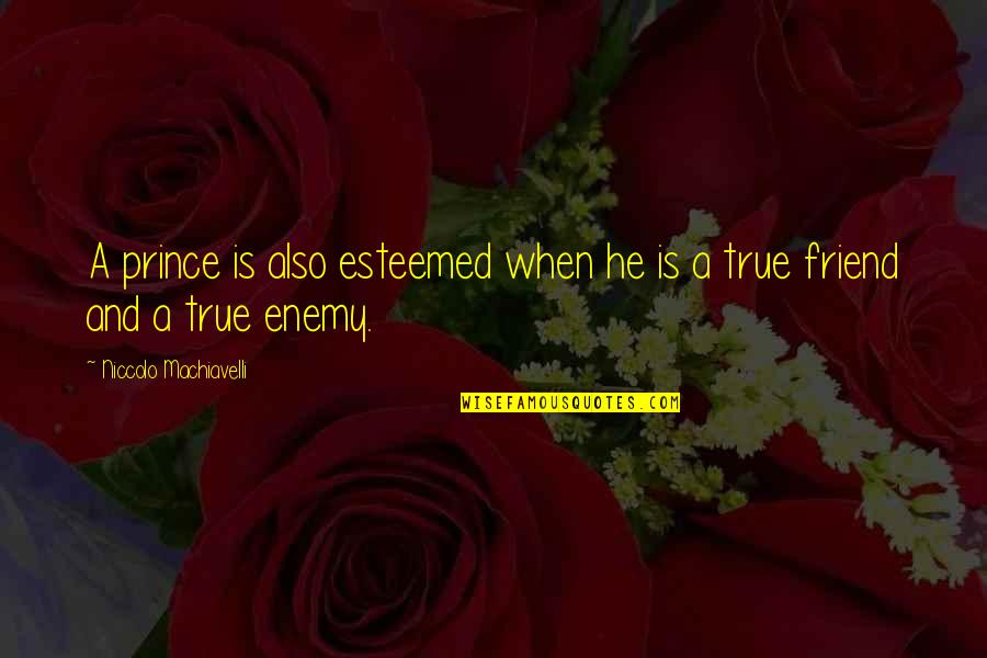 Friend And Enemy Quotes By Niccolo Machiavelli: A prince is also esteemed when he is