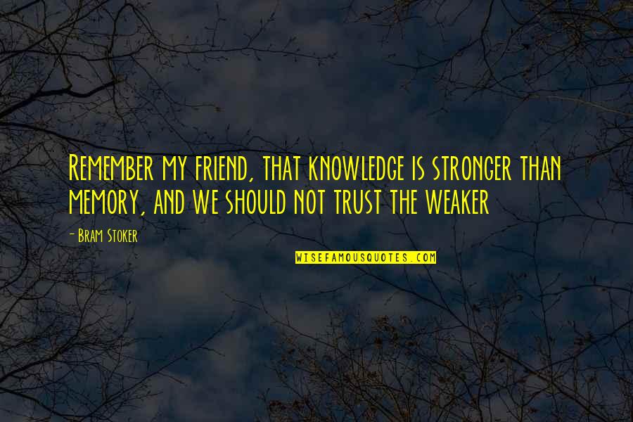 Friend And Memory Quotes By Bram Stoker: Remember my friend, that knowledge is stronger than