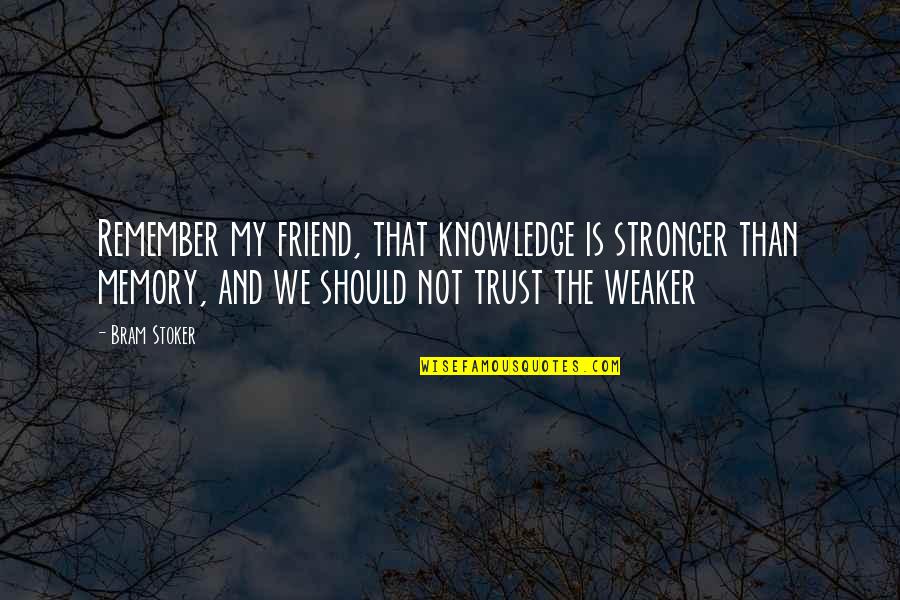 Friend And Trust Quotes By Bram Stoker: Remember my friend, that knowledge is stronger than