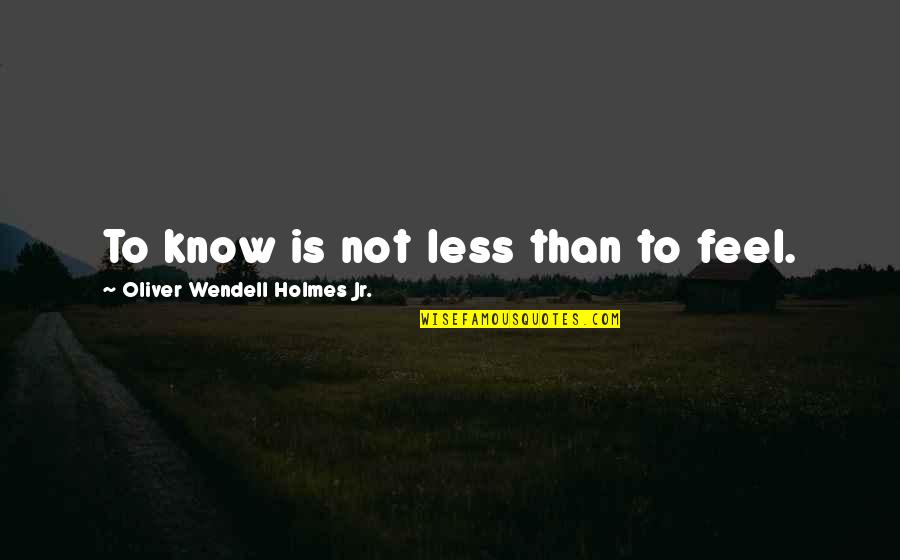 Friend Anniversary Death Quotes By Oliver Wendell Holmes Jr.: To know is not less than to feel.