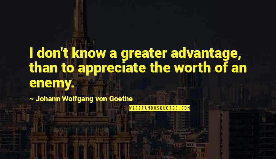 Friend Eye Quotes By Johann Wolfgang Von Goethe: I don't know a greater advantage, than to