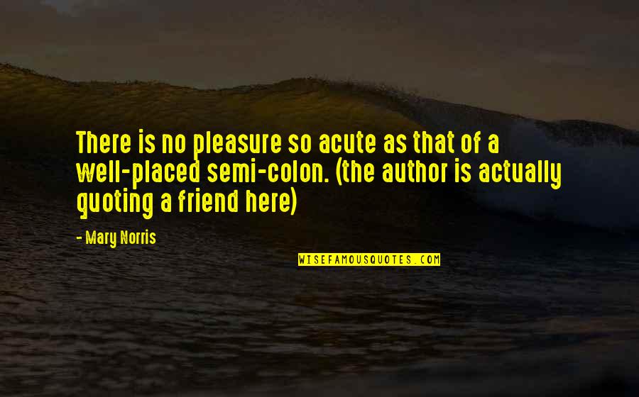 Friend I M Here For You Quotes By Mary Norris: There is no pleasure so acute as that