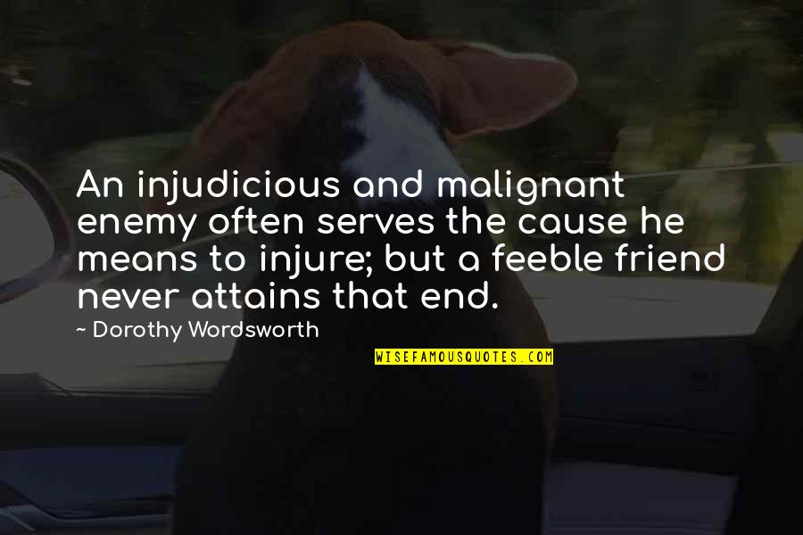 Friend No End Quotes By Dorothy Wordsworth: An injudicious and malignant enemy often serves the