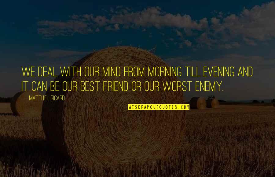 Friend Or Enemy Quotes By Matthieu Ricard: We deal with our mind from morning till Friend Or Enemy Quotes By Matthieu Ricard: We deal with our mind from morning till